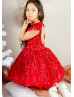 Red Sequins Heart-shaped Back Festival Flower Girl Dress